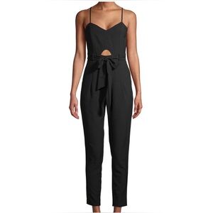 NEW $64 Black Material Girl Macys jumpsuit with tie waist and cutout detail S